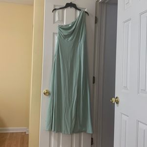 Birdy Grey Sage Green Bridesmaid Dress One Shoulder Crepe
